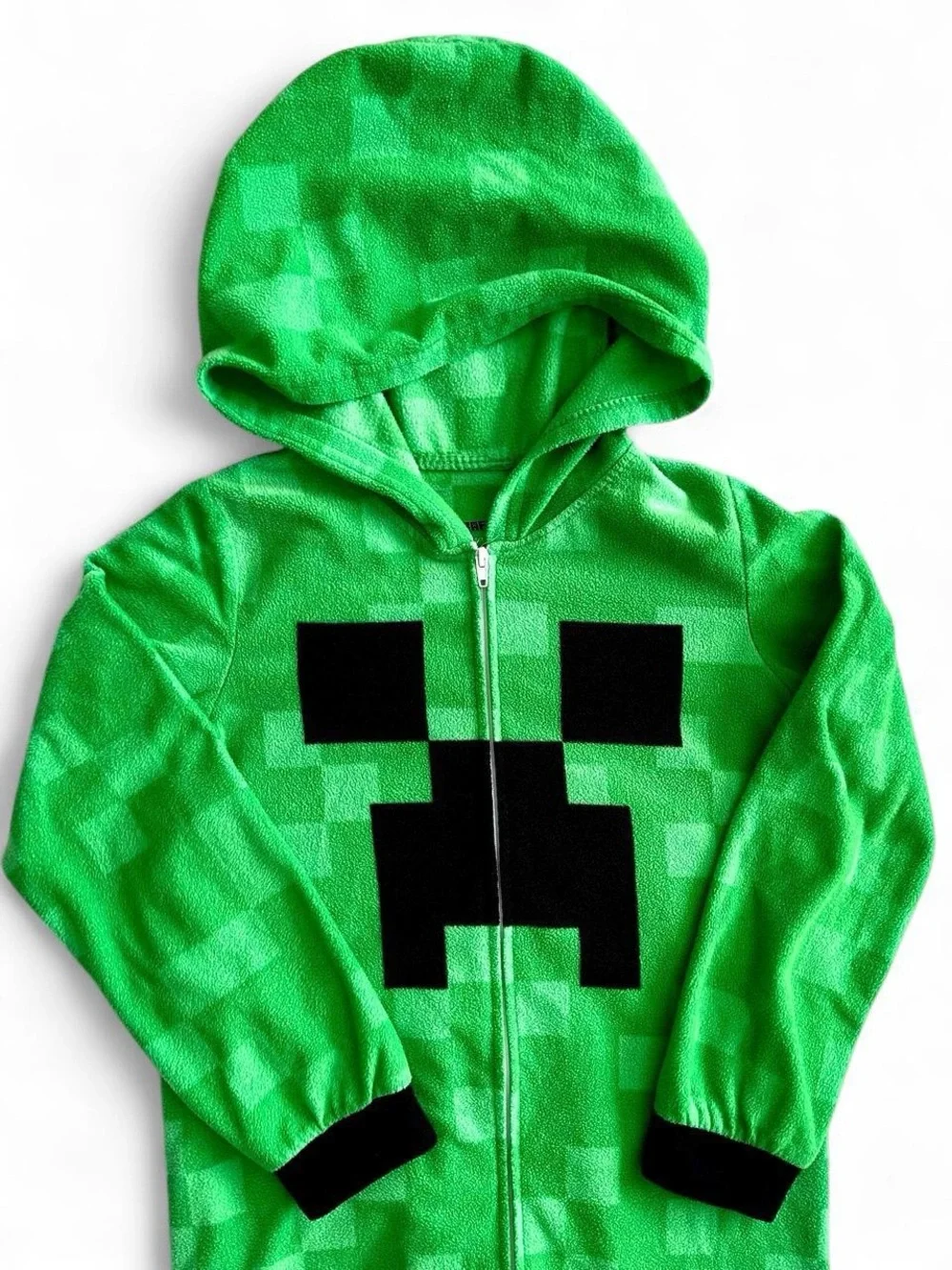 Lightweight fleece Minecraft Creeper Onesie hoodie pajamas
